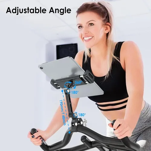 Miniatura 3 de Soporte de Tablet de Aluminio con Abrazadera para Bicicleta Giratoria, Bicicleta Estacionaria, Cinta de Correr, Carriola para Interior, Peloton