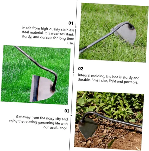 Miniatura 2 de GANAZONO 2 piezas de azada de deshierbe de acero, herramienta de jardín, azada holandesa para plantar mini rastrillo duradero cómodo para el hogar
