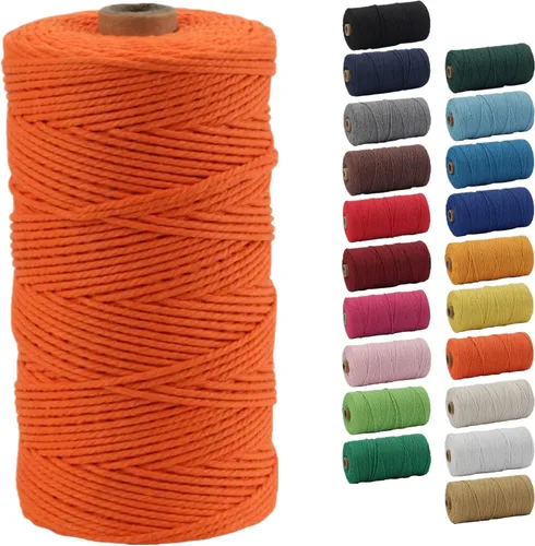 Miniatura 6 de Cordón de macramé de 0.079 pulgadas, cuerda de macramé color POZEAN de 220 yardas (unos 656.2 ft), cuerda de algodón 100% natural para colgar