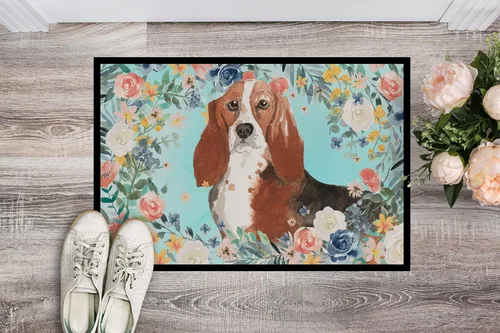 Miniatura 2 de Caroline's Treasures CK3437JMAT Basset Hound - Tapete para puerta delantera, 24 x 36 pulgadas, para interiores y exteriores, para entrada