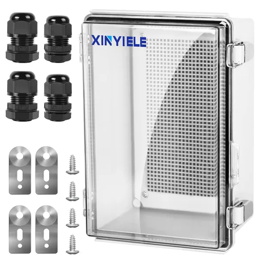 Miniatura 24 de Caja de conexiones de plástico ABS impermeable para proyectos al aire libre, IP67, resistente a la intemperie, a prueba de polvo con cubierta