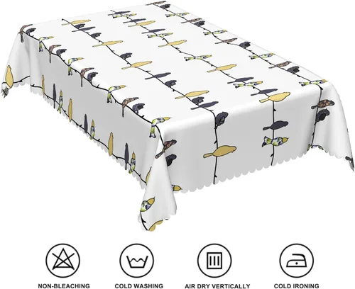 Miniatura 6 de Mantel rectangular de 60 x 120 pulgadas, estampado de pájaros en ramas, mantel decorativo impermeable y resistente a las manchas, para cocina