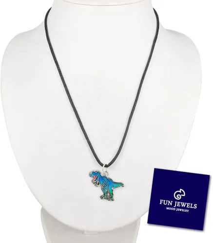 Miniatura 4 de FUN JEWELS Collar hecho a mano con colgante de dinosaurio T-Rex con cambio de color para niños y niñas, regalos de joyería de animales, Alloy de zinc