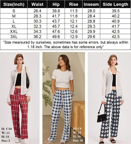 Miniatura 6 de Ekouaer - Pantalones cómodos de pijama, con bolsillos, a cuadros, elásticos y con cordón, para mujer
