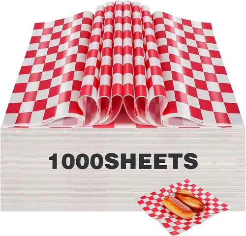 Miniatura 13 de Colarr 1000 hojas de papel encerado a granel de 15 x 15 pulgadas, papel grande para envolver sándwiches a cuadros, para hamburguesas, pan, Negro