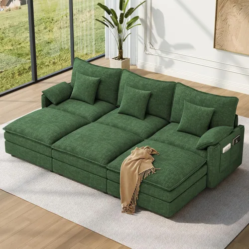 Miniatura 39 de Vesgantti 2 Piece Loveseat & 3 Seater Sofa Set, Modular Cloud Couch, Beige