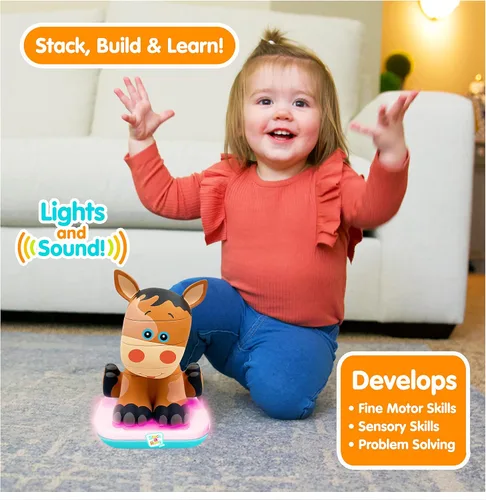 Miniatura 3 de Stack-a-Roos Baby Horse por Salus Brands - Juguete apilable de animales, juguete educativo de aprendizaje temprano para bebés y niños pequeños, a