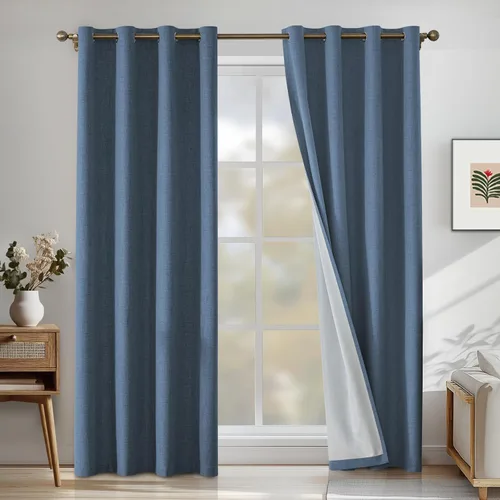 Miniatura 53 de Cortinas de lino 100% opacas para dormitorio, cortinas opacas de 45 pulgadas de largo, cortinas de oscurecimiento de habitación para sala de estar