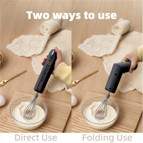 Miniatura 3 de Batidora de mano inalámbrica, batidor eléctrico de mano de diseño plegable con 3 modos de velocidad, batidor de huevos de mano con 2 batidores