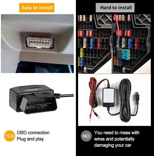 Miniatura 7 de Cable de alimentación OBD2 para cámara de salpicadero 24 horas de vigilancia/modo Acc con botón de interruptor, cable de carga OBDII de 12-26 V a 5
