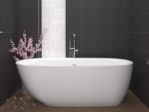 Miniatura 14 de ANZZI Bañera independiente de acrílico de 59 pulgadas de fondo plano Bañera de remojo White Mone Series Diseño compacto construido en desbordamiento
