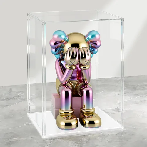 Miniatura 40 de LANSCOERY Vitrina de Acrílico, Caja de Exhibición Ensamblable para Coleccionables, con Diseño a Prueba de Polvo y Sin Costuras, Base Negra de Negro