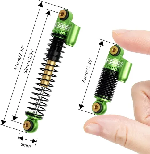 Miniatura 3 de GLOBACT Amortiguadores delanteros y traseros de aluminio de 2.047 in para 1/24 Axial SCX24 Bronco/C10/JLU CRC/Deadbolt/Gladiator Accesorios de Rojo