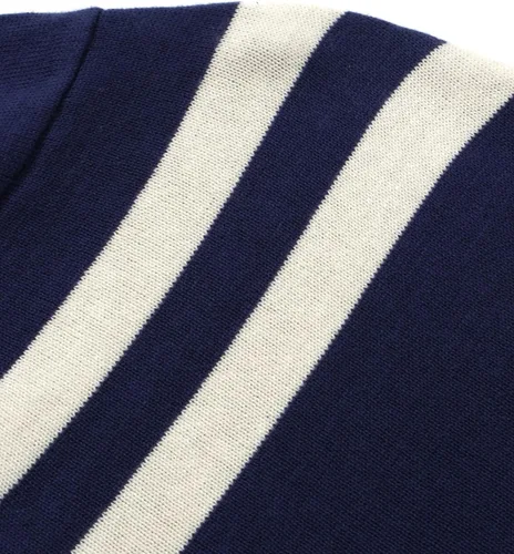 Miniatura 5 de OXKNIT - Camiseta de punto de algodón para hombre, camisa corta a rayas en el pecho, diseño retro clásico, suave, cómoda, disponible en tallas