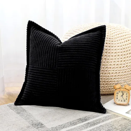 Miniatura 2 de OTOSTAR Fundas de almohada de pana a rayas con empalme, fundas de almohada bohemias súper suaves laterales decorativas con textura para sofá, cama