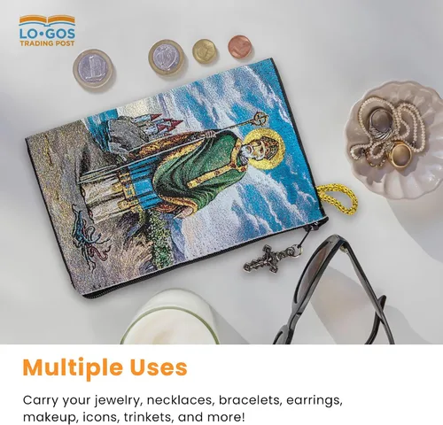 Miniatura 53 de Bolsa de rosario católico, estuche de rosario de bautismo para niños con números 6:24-26, versículo de la Biblia, 4 x 6 pulgadas, joyería y monedero