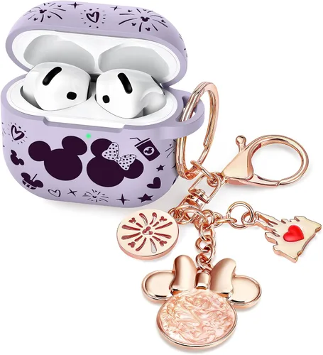 Miniatura 14 de Con bonito llavero) Girovo Compatible con AirPods Pro 3 Case (2025) Mujer Silicona Suave Dos Tonos Divertidos Dibujos Animados Grabados Portátil