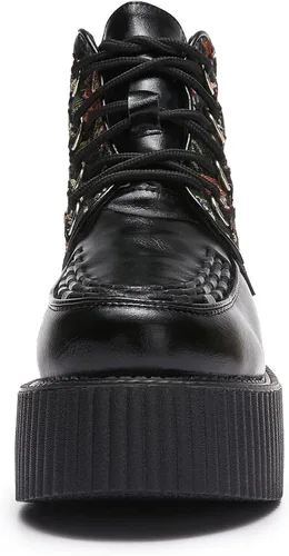 Miniatura 3 de RoseG Women's High Top Suede Lace Up Flat Platform Creepers Shoes Boots