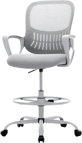 Miniatura 10 de Sweetcrispy Silla Alta de Escritorio de Dibujo - Taburete Alto Ergonómico para Computadora con Altura Ajustable y Cómodo Soporte Lumbar, Mostrador