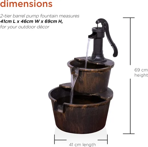 Miniatura 7 de Alpine Corporation WCT726 - Fuente de macetas escalonadas, 9 pulgadas de largo x 7 pulgadas de ancho x 16 pulgadas de alto, marrón, beige y fuente