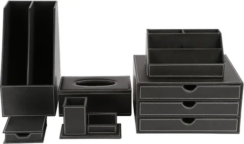 KINGFOM Juego de 6 organizadores de escritorio de oficina, cajón organizador de escritorio, estante para archivos, caja organizadora multifunción,