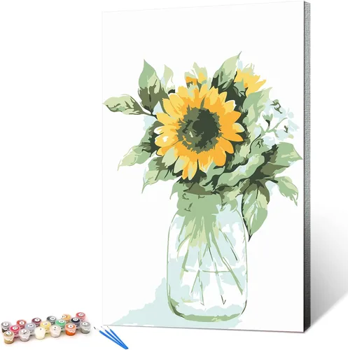 Miniatura 18 de Ginkko Kit de Pintura por Números para Adultos, Lienzo enmarcado de 12x16 pulgadas de Playa, Pinturas acrílicas no tóxicas y pinceles, Regalo