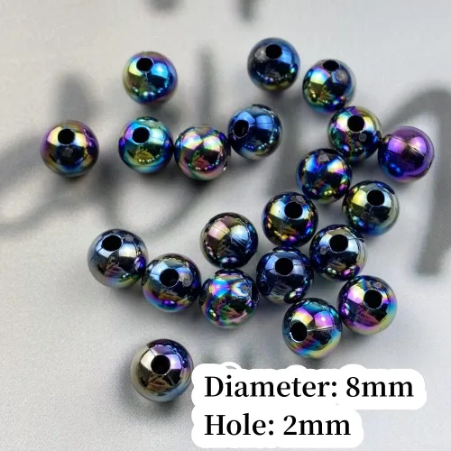 Miniatura 3 de 300 cuentas de perlas para manualidades de 0.315 pulgadas (0.315 in), cuentas redondas sueltas de perlas para collares, pulseras, aretes, Black AB