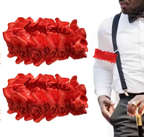 Firdnyohs 1 par de ligas de brazo para hombre, ligas de manga de los años 20, liguero rojo rugiente, ligas de brazo rojo de los años 20, disfraces