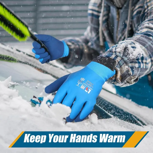 Miniatura 3 de Guantes de trabajo de invierno impermeables para hombre Guantes térmicos aislados Guantes cálidos de congelador para trabajo en clima frío