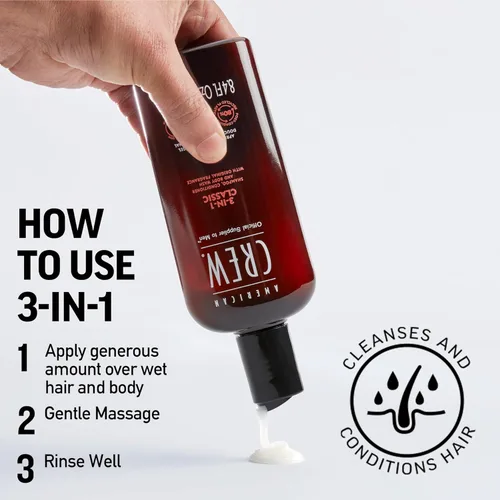Miniatura 6 de American Crew Champú, acondicionador y gel de baño para hombres, 3 en 1, 3.3 onzas líquidas