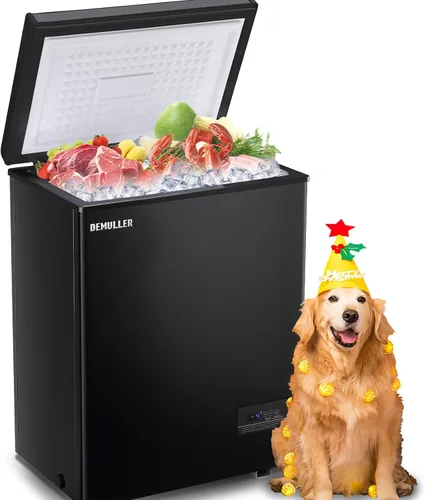 Congelador de cofre profundo con 2 cestas extraíbles, mini congeladores pequeños con termostato electrónico (bajo a -12 ℉) y tapa que se mantiene