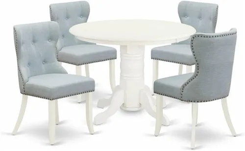 Miniatura 9 de East West Furniture SHSI3-BLK-21 Juego de mesa de cocina de 3 piezas para espacios pequeños contiene una mesa de comedor redonda con pedestal y 2