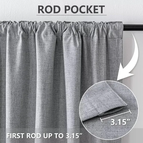 Miniatura 4 de IGEMAEVE Cortinas 100% opacas de 108 pulgadas de largo para dormitorio, juego de 2 paneles de cortinas opacas con bolsillo para barra y pestaña