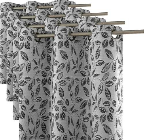 Miniatura 8 de Sun Zero Satti Panel de cortina 100% opaca con ojales bordados, perla/gris, 40 pulgadas de ancho x 84 pulgadas de largo (1 panel)