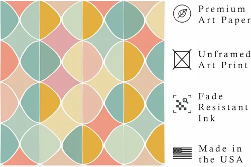 Miniatura 2 de Ethan Taylor Abstract Wall Art Prints Unframed Square Posters 'Retro 70s Hippie Pattern II' Retro Home Décor for Living Room, Bedroom, Office, 10 in