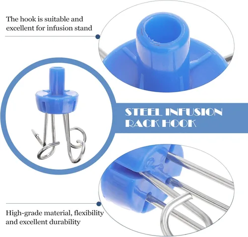 Miniatura 6 de Gancho colgante vertical del gancho del estante de la infusión del acero inoxidable con cuatro ganchos para el uso del hospital de la clínica