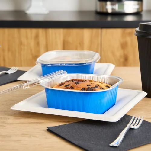 Miniatura 4 de Restaurantware - Moldes desechables, paquete de 100 tazas cuadradas de aluminio para hornear de 10 onzas - Las tapas se venden por separado, listas