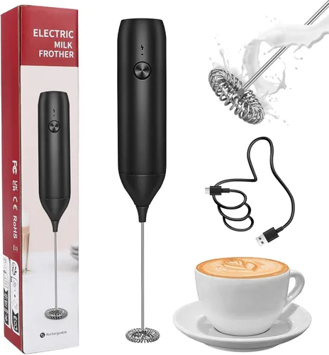 Espumador de leche recargable de mano, varita espumadora y mezclador de bebidas para café, batidor eléctrico y agitador para latte, capuchino,