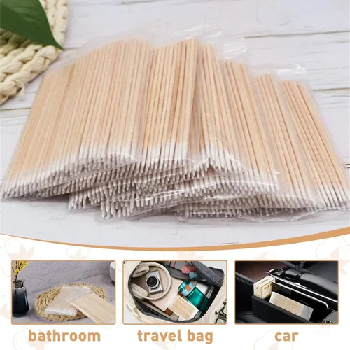 Miniatura 2 de 1000 hisopos de algodón microblading, punta puntiaguda, hisopos de algodón, palitos de madera, aplicador de punta de algodón, suministros