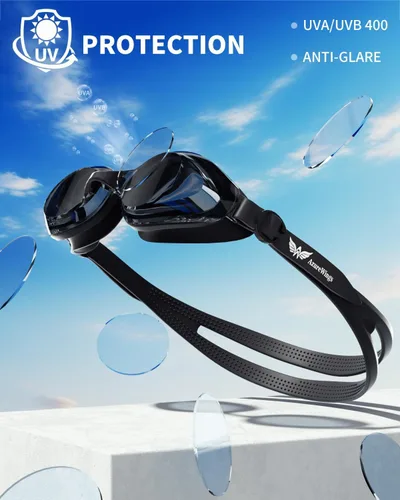 Miniatura 4 de Gafas de natación para mujeres y hombres, kit de adultos, antivaho UV, sin fugas, gafas de natación mejoradas HD para hombres y mujeres negro-humo +