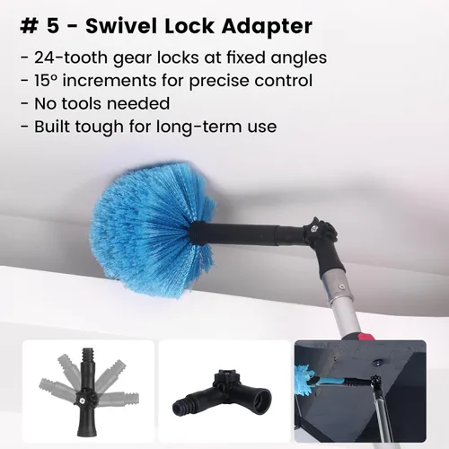 Miniatura 7 de Kit de plumero para ventilador de techo, plumero de plumas de telaraña 5 en 1 y cabezales de escobilla de goma - Microfibra lavable y flexible - Se