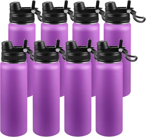 Miniatura 47 de Botella de agua aislada de 22 onzas, tapa 2 en 1 a prueba de fugas (sorbo/pajilla) + asa, botella de acero inoxidable para deportes, viajes, trabajo