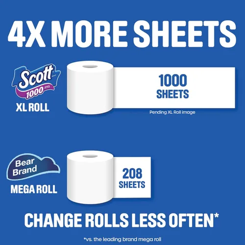 Miniatura 4 de Scott 1000 papel higiénico de confianza, 32 rollos, seguro para sépticos, papel higiénico de 1 capa