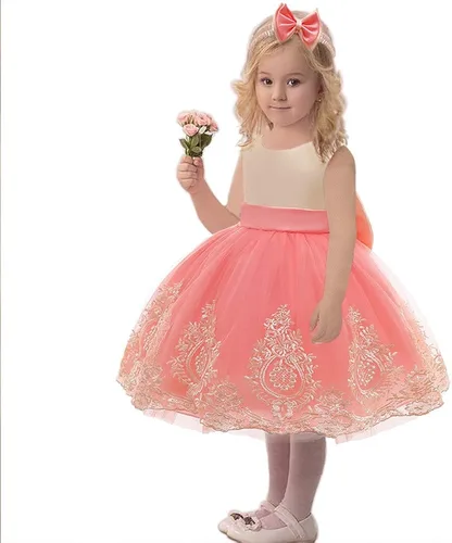 Miniatura 5 de CMMCHAAH - Vestidos de fiesta y concurso, con encaje y bordado, con lazo, tutú y diadema, para bebés y niñas, tallas 0-6T