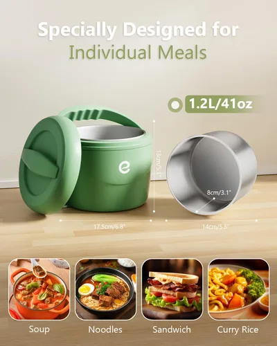 Miniatura 5 de Esemoil Lonchera eléctrica para adultos, lonchera con calefacción más rápida de 80W, lonchera portátil con calentador de alimentos de 12V/24V/110V