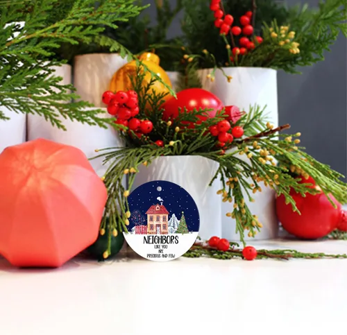 Miniatura 2 de Regalos para vecinos, adornos de Navidad 2025 - Neighbors Like You are Precious and Few Keepsake Holiday Present Christmas Tree Decor Ornament Flat