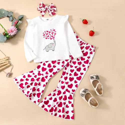 Miniatura 5 de Heart Shirts Toddler Valentine's T Flare Tops Girls Baby Outfits Day Cartoon Pants Printed Girls Outfits&Set Baby