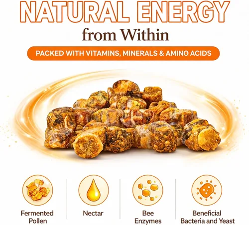 Miniatura 2 de Pan de abeja orgánico - Polen fermentado natural, multivitamínico para el crecimiento de los senos, superalimento para hombres, mujeres, proteínas