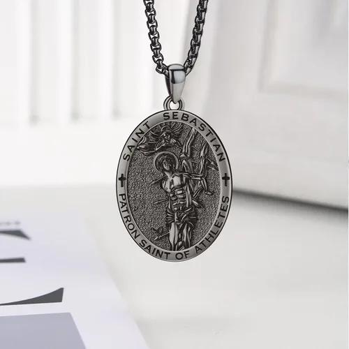 Miniatura 119 de Collar con colgante de plata de ley 925 con medalla de San Patrón, joyería religiosa para hombres y mujeres, con cadena de acero inoxidable 316L