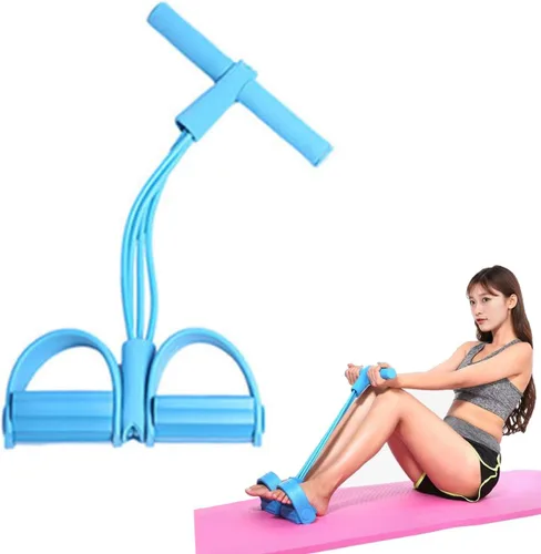 21 Bandas de Resistencia para Fitness - 4 Tubos con Pedal y Tirador de Tobillo, 2025 Nueva Banda Elástica de Pedal de Yoga para Estiramiento, Banda